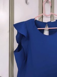 Blue Ruffle Sleeve Dress