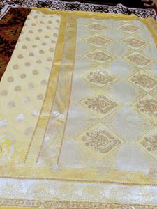 Elegant Yellow &amp; Gold Saree