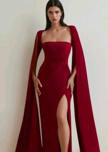Elegant Maroon Extended Cape Sleeve Maxi Dress