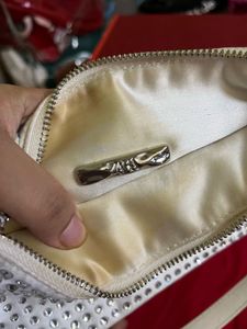 Rhinestone Embellished Baguette Bag