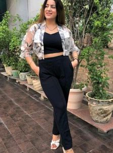 Crop Top, Shrug And Pants Set