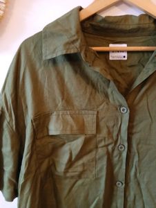 Zara Oversized Olive Green Shirt