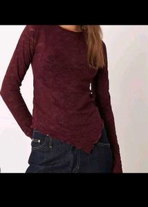 Burgundy Lace Long Sleeve Top