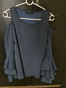 Striped Cold Shoulder Top