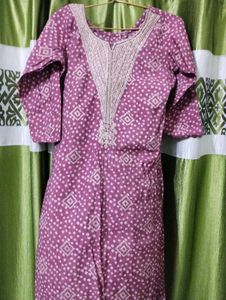 Bandhani Print Suit With Plazo And Dupatta