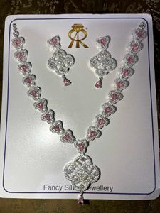 Silver & Pink Crystal Jewelry Set