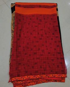 Elegant Brown Floral Print Saree