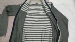 Striped Knit sweater for men with front zip