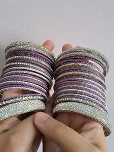 Lavender And Silver Bangles Set