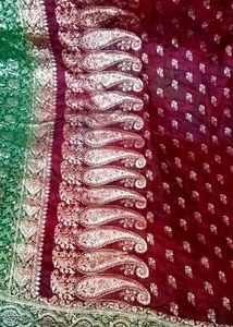 Vintage Original Banarasi Saare Fabric Silver Work
