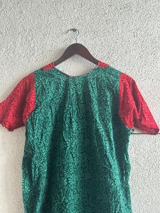 Green And Red With Zip Kurti