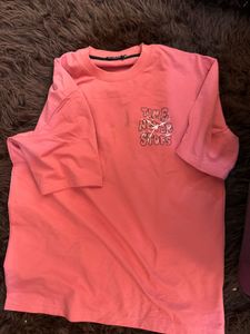 Trendy Pink Graphic Oversized Tee