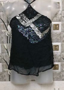 Y2K Sequin Embellished Halter Top