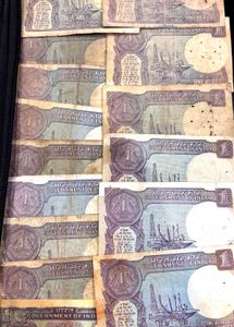 Vintage Used Rare Rs “1” fifteen notes