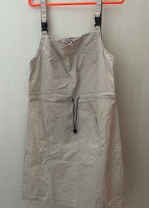 Chic Beige Overall Mini Dress - Good Condition