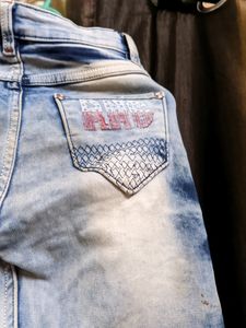 Boys Mid Rise Designer Damage Jeans Light Blue