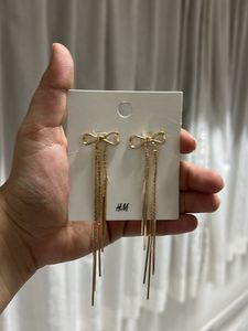 H&amp;M Gold Bow Drop Earrings