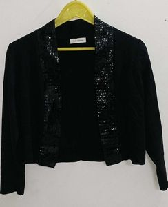 Black Sequin Blazer Cardigan