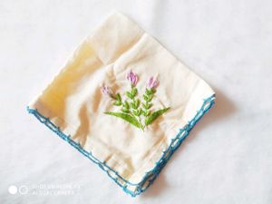 Hand-Embroidered Cream Hankie