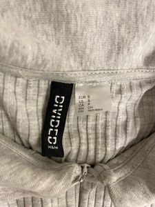 H&amp;M Grey Ribbed Polo Dress