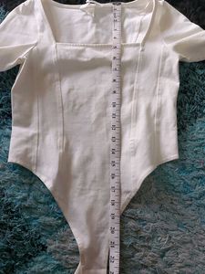 H&amp;m White Bodysuit Top