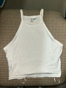H&M Divided White Ribbed Tank Top