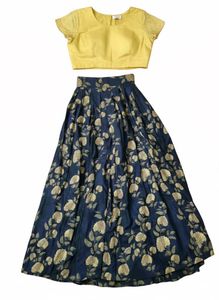 Designer skirt and blouse set with attached shrug