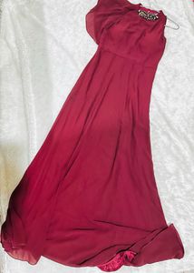 Maroon Party Wear Maxi Dress