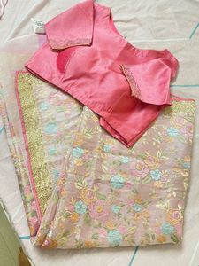 Pure Glass Organze Sari