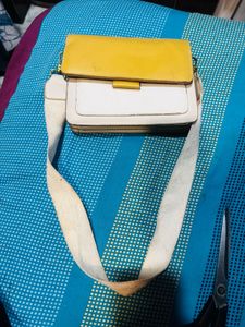 Yellow &amp; White Crossbody Bag