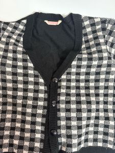 Checkered Knit Cardigan