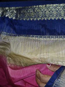 Elegant Pink &amp; Blue Saree