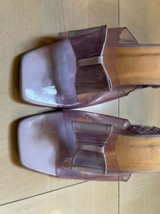 Lavender Bow Heeled Mules