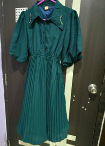 Women Fit And Flate Dark Green Dress