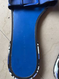 Charles &amp; Keith Blue Buckle Slides
