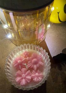 Floral Lid Crystal Jar Scented Candles