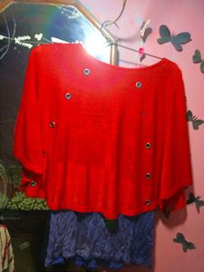 Red Batwing Top