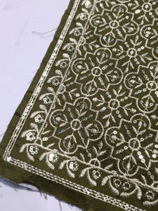 Neck Embroidery Patch Mehendi Green Golden Colour