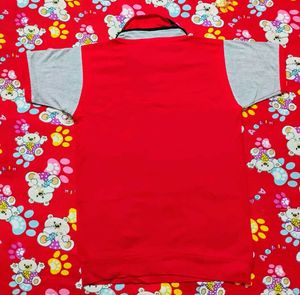 Cotton T-Shirt For Boys-Red 🔴 (With Collar)