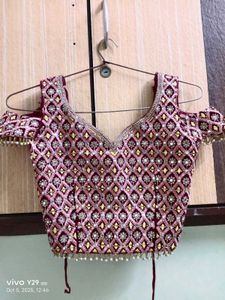 Embroidered Velvet Blouse