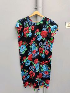Black Floral Print Kurta 3