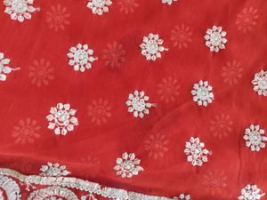 Women Red Sequence Saree With Blouse
