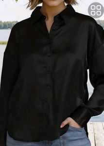Elegant Black Satin Shirt