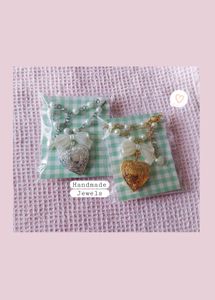 Anime Style Heart Locket Pearl Bow Necklace