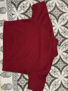 Burgundy Mock Neck Crop Top