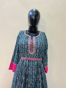 Printed Cotton Anarkali Suit Set
