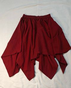 Maroon Asymmetric Skirt