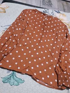 Brown Polka Dot Top