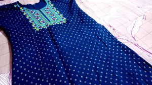 Embroidered Navy Blue Kurta