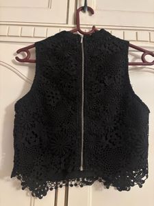 Forever New Black Lace Crop Top
